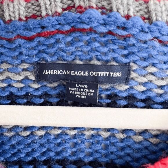 AEO Multi Color Striped Knit Sweater Size Large American Eagle - Picture 6 of 9
